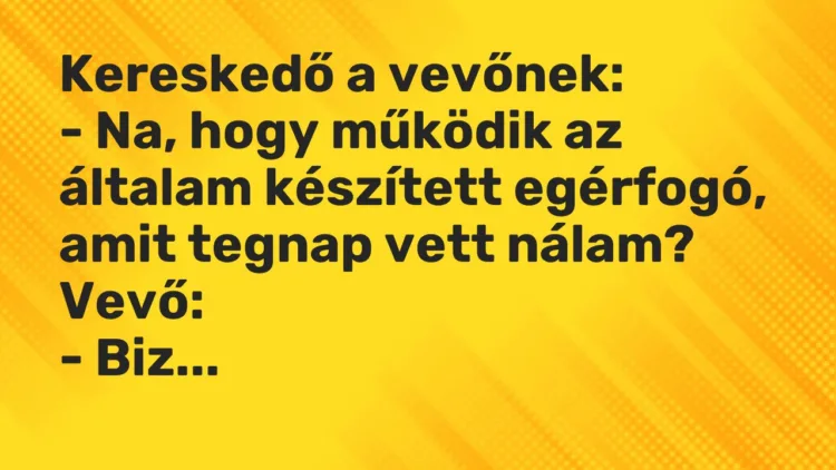 Vicc: Kereskedő a vevőnek: – Na, hogy működik az általam készített egérfogó, amit…