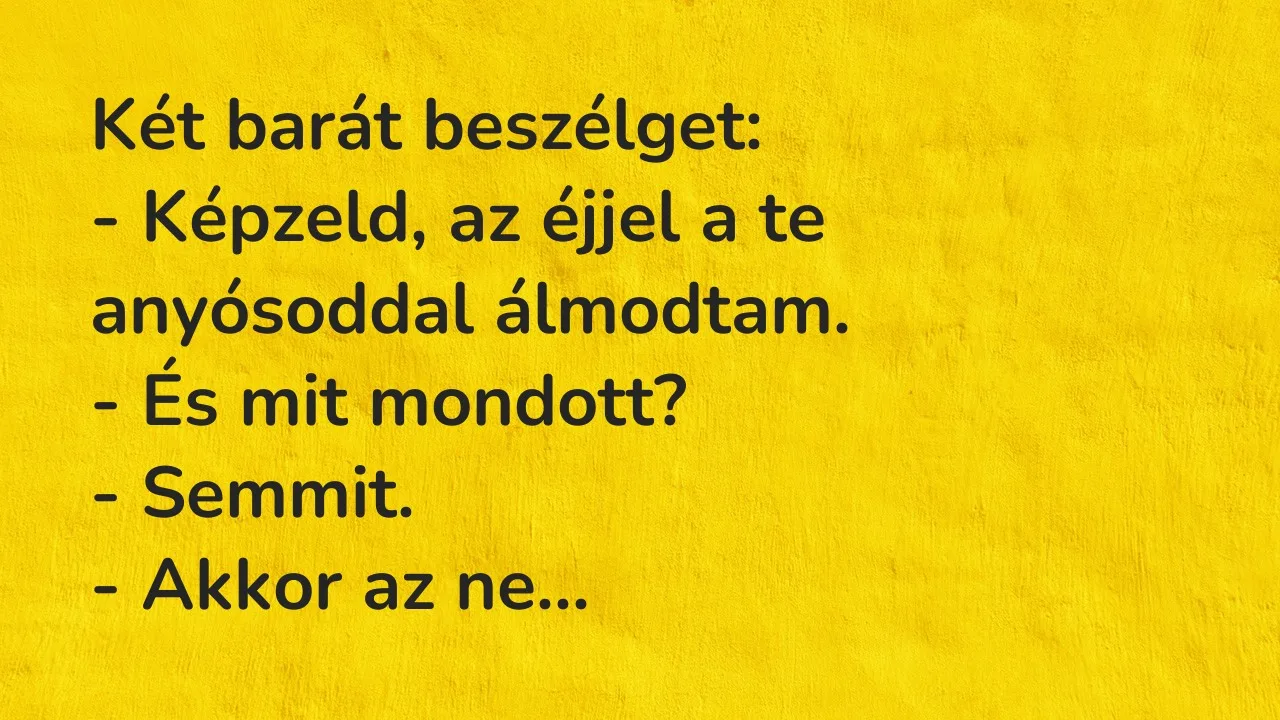 Vicc: Két barát beszélget:

– Képzeld, az éjjel a te anyósoddal álmodtam.

-…