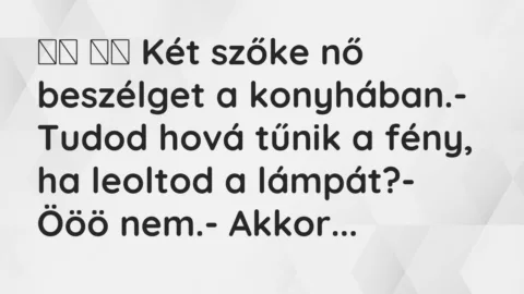 Vicc: 
		  
		  Két szőke nő beszélget a konyhában.- Tudod hová tűnik a…