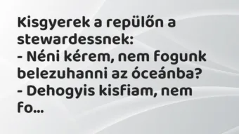 Vicc: Kisgyerek a repülőn a stewardessnek: – Néni kérem, nem fogunk belezuhanni a…