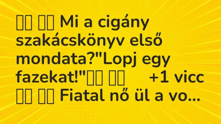 Vicc:
Mi a cigány szakácskönyv első mondata?”Lopj egy… Vicc:
Mi a cigány szakácskönyv első mondata?”Lopj egy…