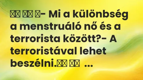 Vicc: 
		  
		  ‎- Mi a különbség a menstruáló nő és a terrorista…