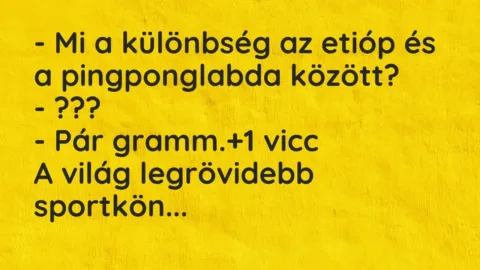 Vicc: – Mi a különbség az etióp és a pingponglabda között?

– ???

– Pár…
