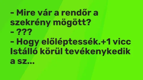 Vicc: – Mire vár a rendőr a szekrény mögött?

– ???

– Hogy előléptessék.