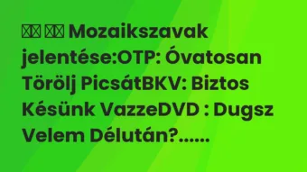 Vicc: Mozaikszavak jelentése:OTP: Óvatosan Törölj…