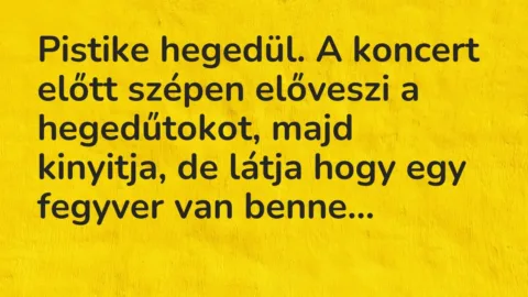 Vicc: Pistike hegedül. A koncert előtt szépen előveszi a hegedűtokot, majd kinyitja,…