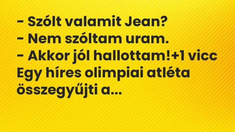 Vicc: – Szólt valamit Jean?
– Nem szóltam uram.
– Akkor jól hallottam! Vicc: – Szólt valamit Jean?
– Nem szóltam uram.
– Akkor jól hallottam!