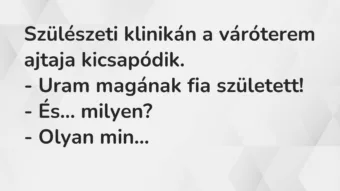 Vicc: Szülészeti klinikán a váróterem ajtaja kicsapódik. – Uram magának fia…