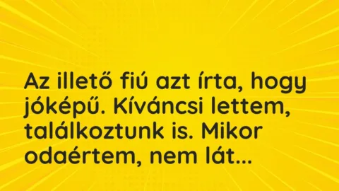 Vicces történet: 
	    	    


Az illető fiú azt írta, hogy jóképű. Kíváncsi…