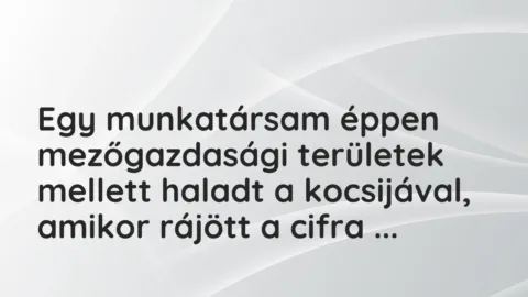 Vicces történet: 
	    	    


Egy munkatársam éppen mezőgazdasági területek…