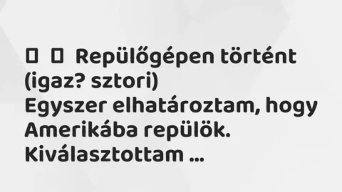 Vicces történet: 
	    	    Repülőgépen történt (igaz? sztori)


Egyszer elhatároztam, hogy …