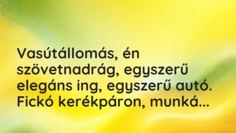 Vicces történet: 
	    	    


Vasútállomás, én szövetnadrág, egyszerű elegáns …
