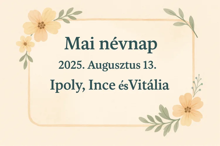 Mai névnap – Augusztus 13.: Ipoly, Ince és Vitália