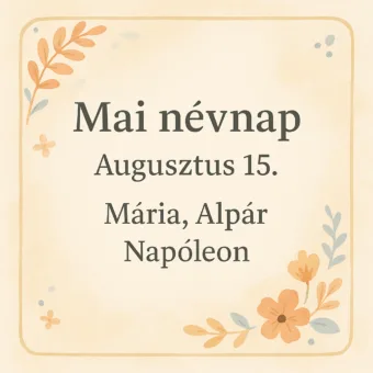 Mai névnap – Augusztus 15.: Mária, Alpár és Napóleon