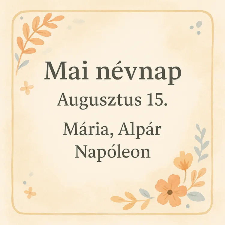 Mai névnap – Augusztus 15.: Mária, Alpár és Napóleon