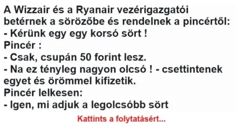 Vicc: A Ryanair és a Wizzair vezérigazgatója belép egy bárba Vicc: A Ryanair és a Wizzair vezérigazgatója belép egy bárba