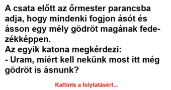 Vicc: A csata előtt az őrmester parancsba adja