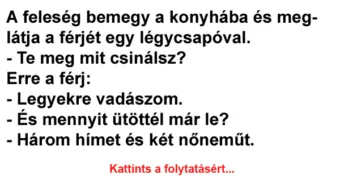 Vicc: A feleség bemegy a konyhába