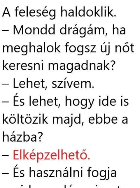 Vicc: A feleség haldoklik