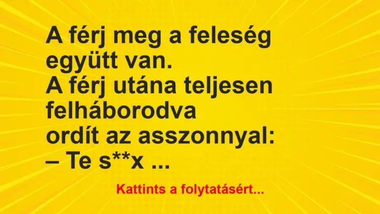 Vicc: A férj meg a feleség az együttlét után