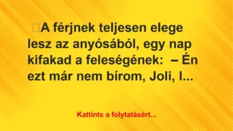 Vicc: A férjnek teljesen elege lesz az anyósából, egy nap kifakad a feleségének
