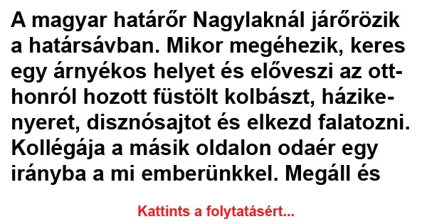 Vicc: A magyar határőr Nagylaknál járőrözik a határsávban