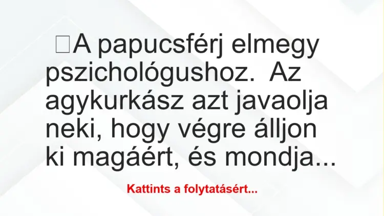 Vicc: A papucsférj elmegy pszichológushoz