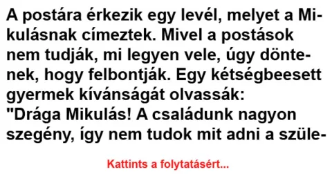 Vicc: A postára érkezik egy levél