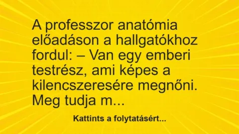 Vicc: A professzor anatómia előadáson a hallgatókhoz fordul: