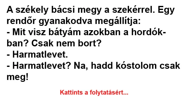 Vicc: A székely bácsi megy a szekérrel
