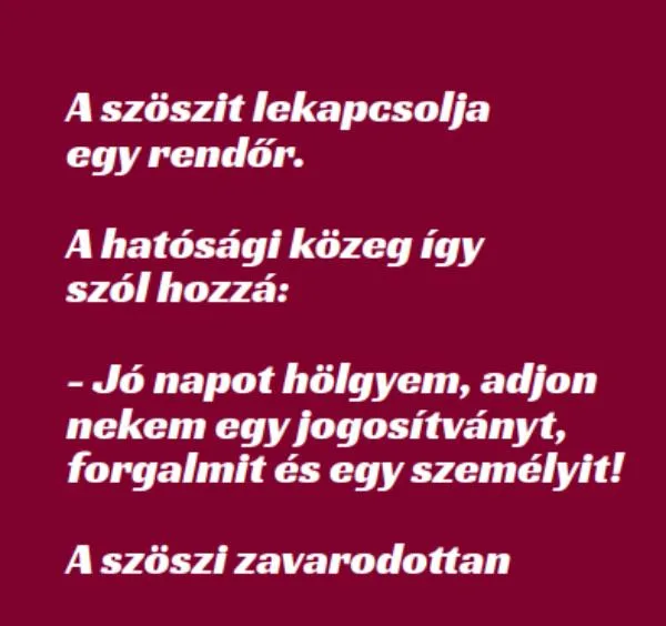 Vicc: A szöszit lekapcsolja egy rendőr - Vicc: A szöszit lekapcsolja egy rendőr –