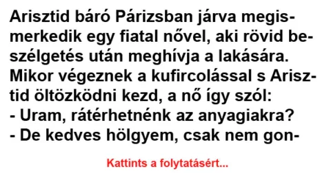 Vicc: Arisztid báró Párizsban járva megismerkedik