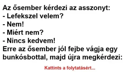Vicc: Az ősember odamegy az ősasszonyhoz, és megkérdezi tőle: