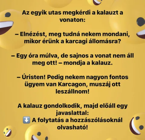 Vicc: Az utasok beszélgetnek a vonaton Vicc: Az utasok beszélgetnek a vonaton