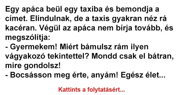 Vicc: Egy apáca beül egy taxiba és bemondja a címet Vicc: Egy apáca beül egy taxiba és bemondja a címet