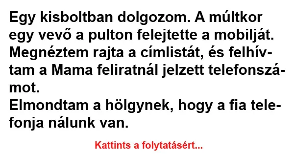 Vicc: Egy kisboltban dolgozom Vicc: Egy kisboltban dolgozom