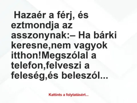 Vicc: Ha bárki keresne, nem vagyok itthon!