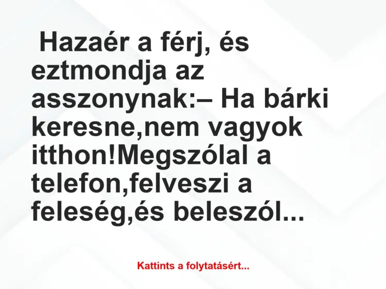 Vicc: Ha bárki keresne, nem vagyok itthon!