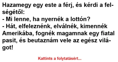 Vicc: Hazamegy egy este a férj, és kérdi a felségétől
