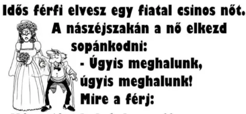 Vicc: Idős férfi feleségül vesz egy fiatal csinos nőt Vicc: Idős férfi feleségül vesz egy fiatal csinos nőt