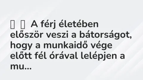 Vicc: 
	    	    A férj életében először veszi a bátorságot, hogy a munkaidő vége…