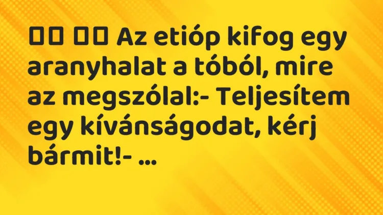 Vicc: Az etióp kifog egy aranyhalat a tóból, mire az…