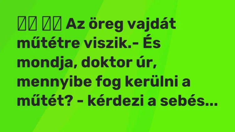 Vicc:
Az öreg vajdát műtétre viszik.- És mondja, doktor úr,… Vicc:
Az öreg vajdát műtétre viszik.- És mondja, doktor úr,…