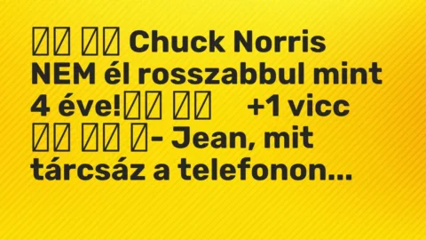 Vicc: 
		  
		  Chuck Norris NEM él rosszabbul mint 4 éve!		 …