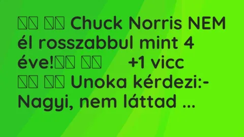 Vicc: 
		  
		  Chuck Norris NEM él rosszabbul mint 4 éve!		 …