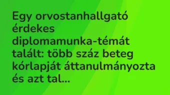 Vicc: Egy orvostanhallgató érdekes diplomamunka-témát talált: több száz beteg…