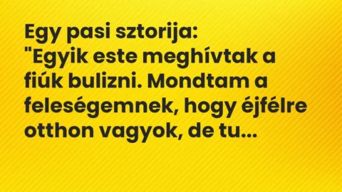 Vicc: Egy pasi sztorija:

„Egyik este meghívtak a fiúk bulizni. Mondtam a…