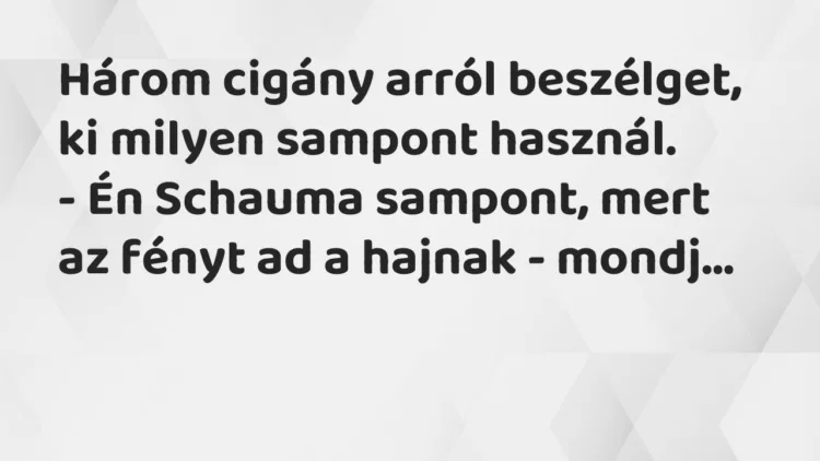 Vicc: Három cigány arról beszélget, ki milyen sampont használ. – Én Schauma…