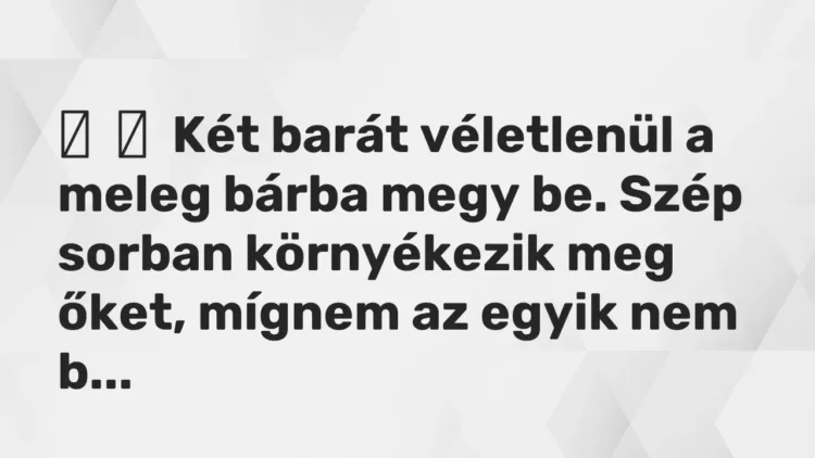 Vicc:
Két barát véletlenül a meleg bárba megy be. Szép sorban környékezik… Vicc:
Két barát véletlenül a meleg bárba megy be. Szép sorban környékezik…