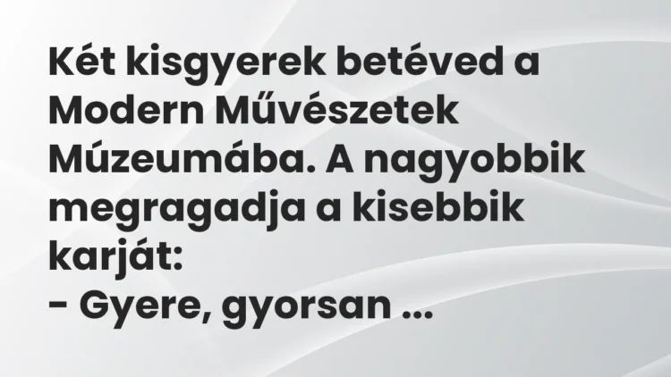 Vicc: Két kisgyerek betéved a Modern Művészetek Múzeumába. A nagyobbik megragadja a…